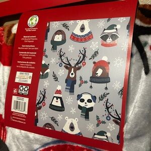 Holiday Time Festive Animal Print Blanket - Red, Green, White, Gray